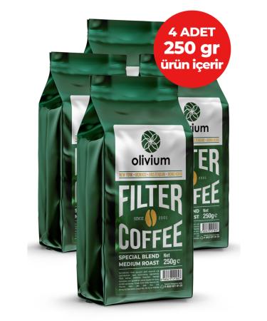 Olivium 4 Packs of 250 Gram Ground Filter Coffee (Contains 4 Pieces of 250 Gram Product)