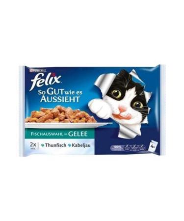 FELIX Cod and Tuna Canned Cat Food 100 Gr (Pack of 4)