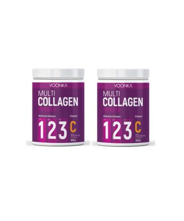 Voonka Hydrolyzed Collagen (type I II III) and Vitamin C Containing Supplementary Food 300 Gr X 2 Pieces