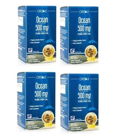 Ocean Ocean 500 Mg Fish Oil Lemon Flavored 60 Softgel Capsules*4 Pieces