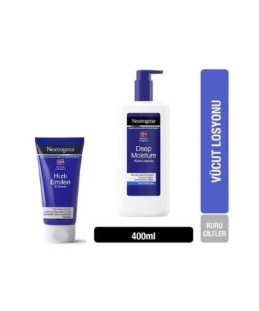 Neutrogena Deep Mousture Perfumed Body Lotion 400 Ml + Fast Absorbing Hand Cream 75 Ml