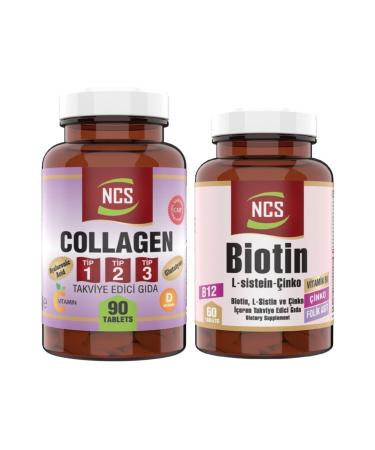 Ncs Type 1-2-3 Collagen (collagen) 1000 Mg 90 Tablets Glutathione Biotin 60 Tablets 2 Products in 1
