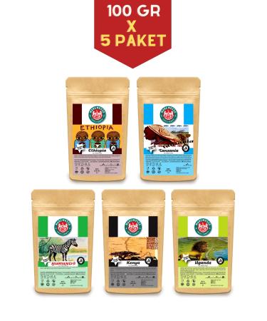 Mare Mosso Caffe African Coffees (Ethiopia Burundi Tanzania Kenya Uganda) Introduction Set (100 GR. X5 PACKS)