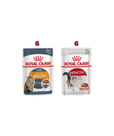 Royal Canin 6 Pieces Intense Beauty 85 Gr + 6 Pieces Instinctive 85 Gr Cat Wet Food Total 12 Pieces