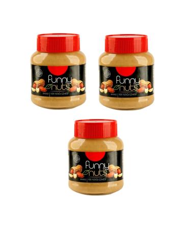 FunnyNuts Sugar-Free Peanut Butter in 320 gr. Glass Jar (3 Jars 960 gr.)