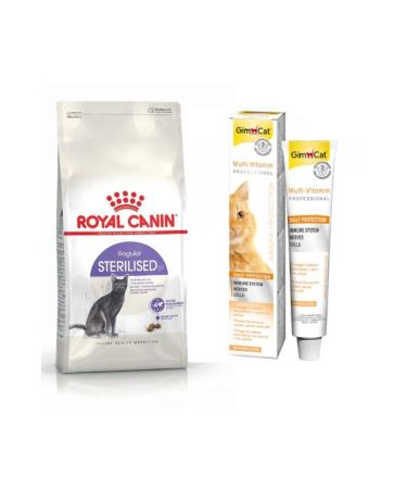 Royal Canin Sterilized Cat Food 4 Kg + Gimcat Cat Multivitamin 20 Gr (original)