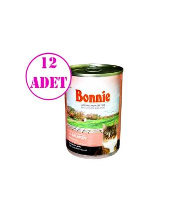 Bonnie Canned Cat Food with Salmon and Pieces in Jelly 400 Gr 12 Pieces