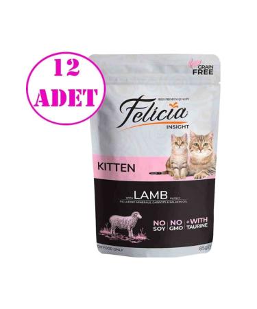 Felicia Kitten Wet Cat Food Grain-Free Lamb Meat 85 Gr 12 Pieces