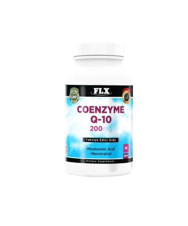 FLX Coenzyme Q-10 200 mg Hyoluronic Acid Resveretrol 90 Tablets