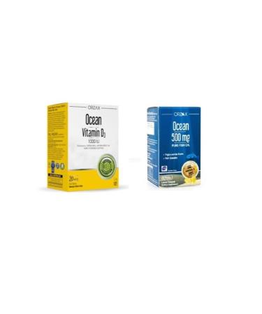 Ocean 1000 Iu D3 Spray 20 Ml + Ocean Plus 500 Mg Fish Oil 60 Capsules Lemon