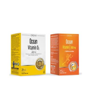 Ocean Orzax Vitamin D3 400 Iu Spray 20 Ml + Vitamin C 1000 Mg 30 Tablets