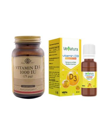 Venatura D3 Drop 1000 Iu 20 Ml+solgar D3 1000 Iu 100 Softgel Capsule