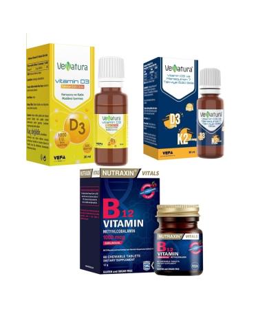 Venatura D3k2 20 Ml Drop + 1000 Iu D3 Drop + nutraxin B12 Vitamin