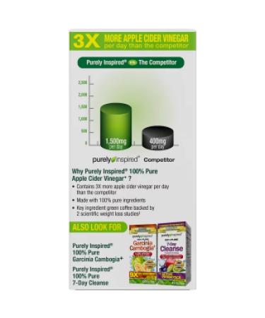 Purely Inspired Apple Cider Vinegar+ | 100 Easy-Swallow Veggie Tablets for Digestive Health - Buy Online on GoSupps.com