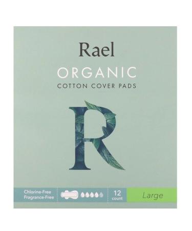 Rael Organic Cotton Cover Pads Large 12 Count