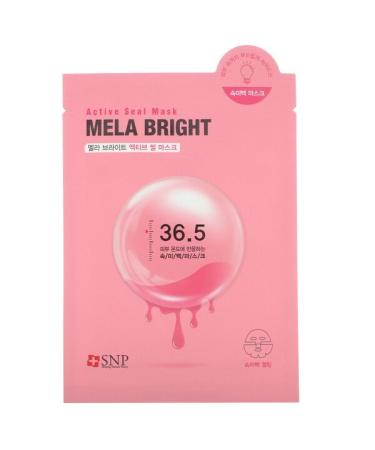 SNP Mela Bright Active Seal Beauty Mask 5 Sheets 1.11 oz (33 ml) Each