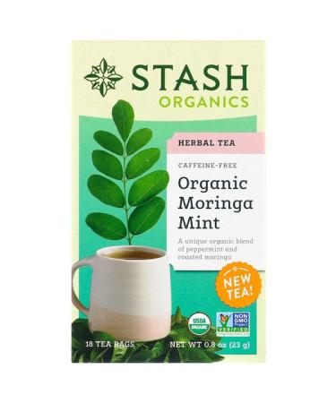 Stash Tea Herbal Tea Organic Moringa Mint Caffeine-Free 18 Tea Bags 0.8 oz (23 g)