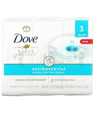 Dove Care & Protect Antibacterial Beauty Bar 3 Bars 3.17 oz (90 g) Each