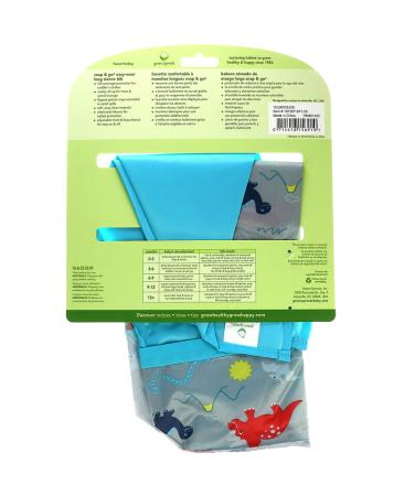 Green Sprouts Long Sleeve Bib - Aqua Dinosaur, 12-24 Months | Snap & Go Easy Wear - Buy Online on GoSupps.com