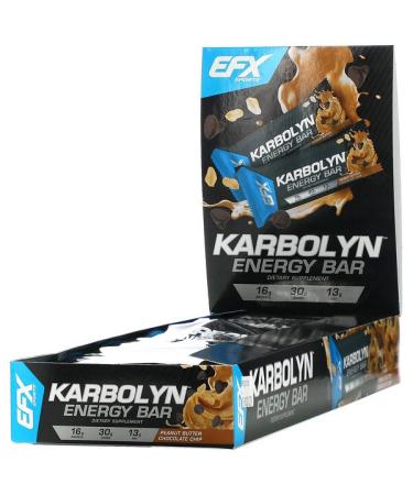 EFX Sports Karbolyn Energy Bar Peanut Butter Chocolate Chip 12 Bars 2.12 (60 g) Each