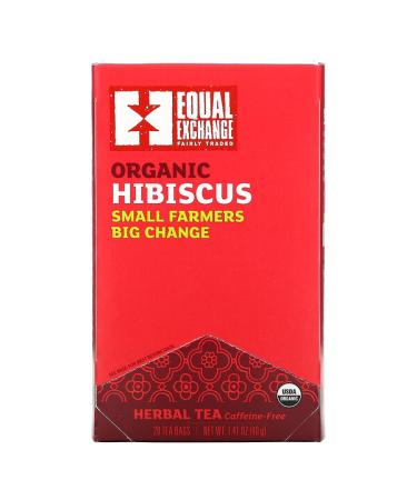 Equal Exchange Organic Hibiscus Herbal Tea Caffeine-Free 20 Tea Bags 1.41 oz (40 g)