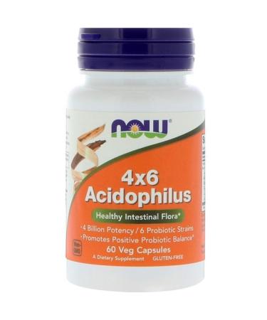 Now Foods 4x6 Acidophilus 60 Veg Capsules