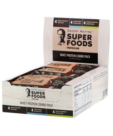 Dr. Murray's Superfoods Protein Bars Whey Protein Combo Pack 12 Bars 2.05 oz (58 g) Each