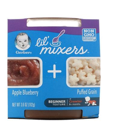 Gerber Lil' Mixers 8+ Months Apple Blueberry With Puffed Grain 3.6 oz (102 g)