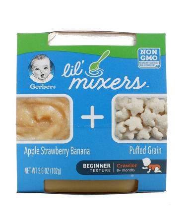 Gerber Lil Mixers 8+ Months Apple Strawberry Banana With Puffed Grain 3.6 oz (102 g)