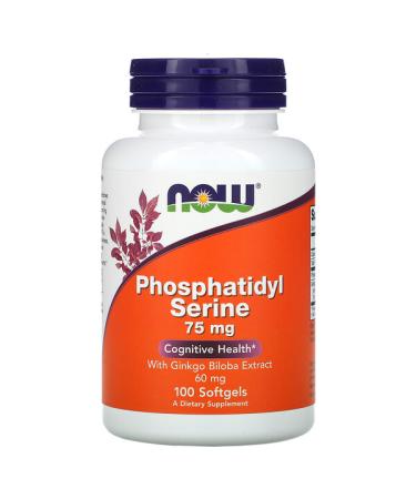 Now Foods Phosphatidyl Serine with Ginkgo Biloba Extract 75 mg 100 Softgels