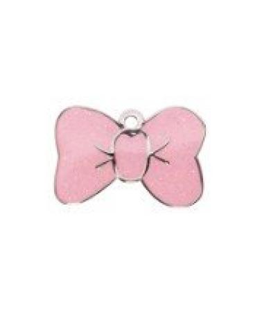 BWM Customised Fashion Pet ID Tags Dog Tags | Dog Tag for Pets Laser Engraved & Personalised | ID Tags for Dogs & Cats | Durable Strong & Deeply Engraved - Sparkly Pink Bow Tie Small S (Pack of 1) Pink