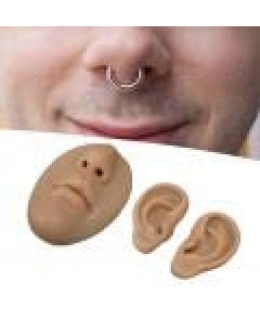 Silicone Ear Model Novice Simulated Display Soft Flexible Model Body Part Displays Fake Nose Authentic Modeling Practical Silicone Ear Model 3D Nose and Mouth Model Ear Care(Dark Skin Color)