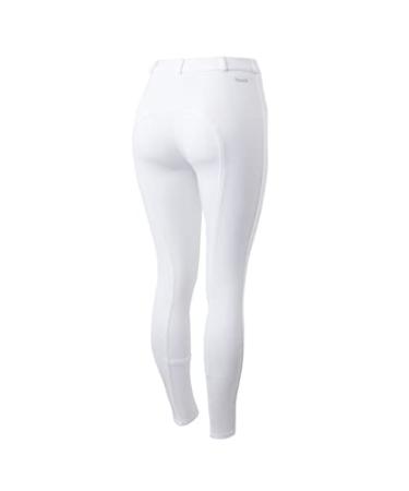 HORZE Active Women's Horse Riding Silicone Grip Full Seat Breeches | Midrise Waist with Front Pocket White 32