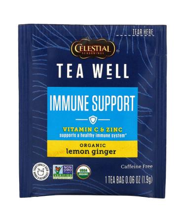 Celestial Seasonings Immune Support Tea â€“ Organic Lemon Ginger with Vitamin C & Zinc, Caffeine Free, 12 Bags - Buy Online on GoSupps.com