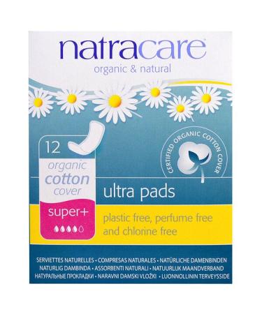 Natracare Ultra Pads Organic Cotton Cover Super+ 12 Pads