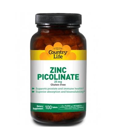 Country Life Zinc Picolinate 25 mg 100 Tablets