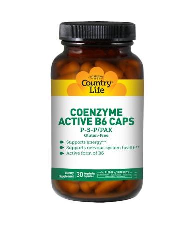 Country Life Coenzyme Active B6 Caps P-5-P/PAK 30 Vegetarian Capsules