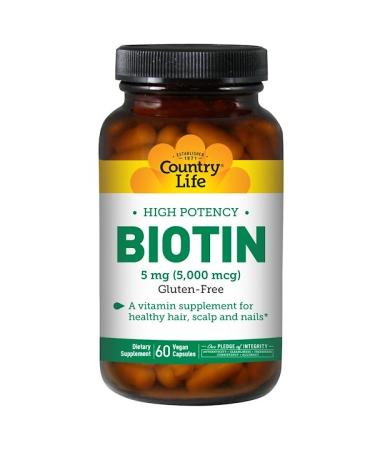 Country Life High Potency Biotin 5 mg 60 Vegan Capsules
