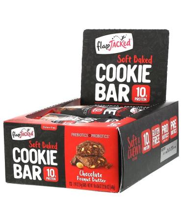 FlapJacked Soft Baked Cookie Bar Chocolate Peanut Butter 12 Bars 1.90 oz (54 g) Each