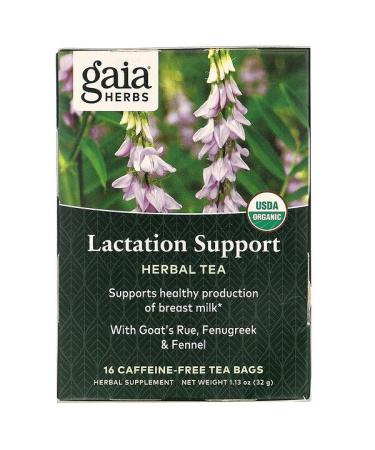Gaia Herbs Herbal Tea Lactation Support Caffeine-Free 16 Tea Bags 1.13 oz (32 g)