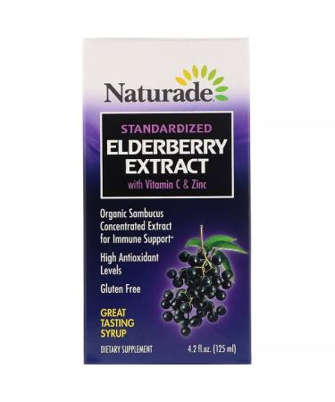 Naturade Standardized Elderberry Extract Syrup with Vitamin C & Zinc 4.2 fl oz (125 ml)