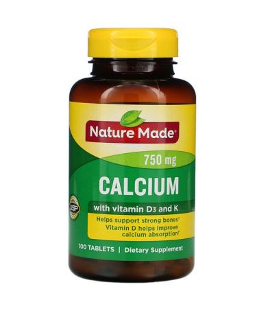 Nature Made Calcium  with D3  and  K 750 mg 100 Tablets