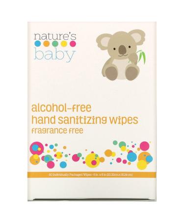 Nature's Baby Organics Hand Sanitizing Wipes Alcohol Free Fragrance Free  60 Individually Packaged Wipes