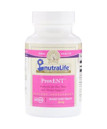 NutraLife ProvENT with Blis K12 20 mg 30 Easy Chew Tablets