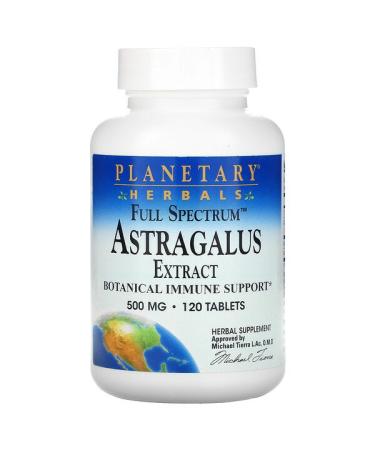 Planetary Herbals Astragalus Extract Full Spectrum 500 mg 120 Tablets