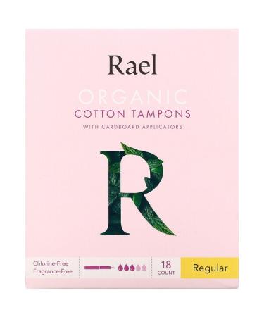 Rael Organic Cotton Tampons with Cardboard Applicators Regular 18 Count