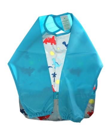 Green Sprouts Long Sleeve Bib - Aqua Dinosaur, 12-24 Months | Snap & Go Easy Wear - Buy Online on GoSupps.com