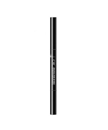 QIC 0.3g Eyebrow Pencil Double-Headed 2 in 1 Rotating Refill&Brush Waterproof Triangle Refill Fashion Long-Lasting Eyebrow Pen Cosmetic Eye Makeup Tool for Beginner (light brown) light coffee
