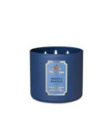 Bath & Body Works White Barn 3-Wick Candle w/Essential Oils - 14.5 oz - 2021 Christmas & Winter Scents! (Sweater Weather)