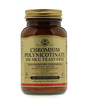 Solgar Chromium Polynicotinate 200 mcg 100 Vegetable Capsules